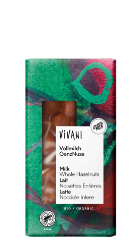 Vivani Chocolade melk hele hazelnoot bio 100g